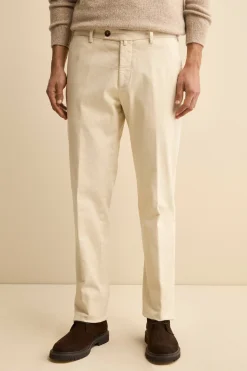 Pantalone Regular Fit in Cotone Stretch - LATTE