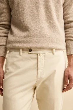 Pantalone Regular Fit in Cotone Stretch - LATTE