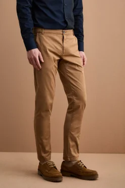 Pantalone Regular Fit in Gabardina di Cotone - RUGGINE