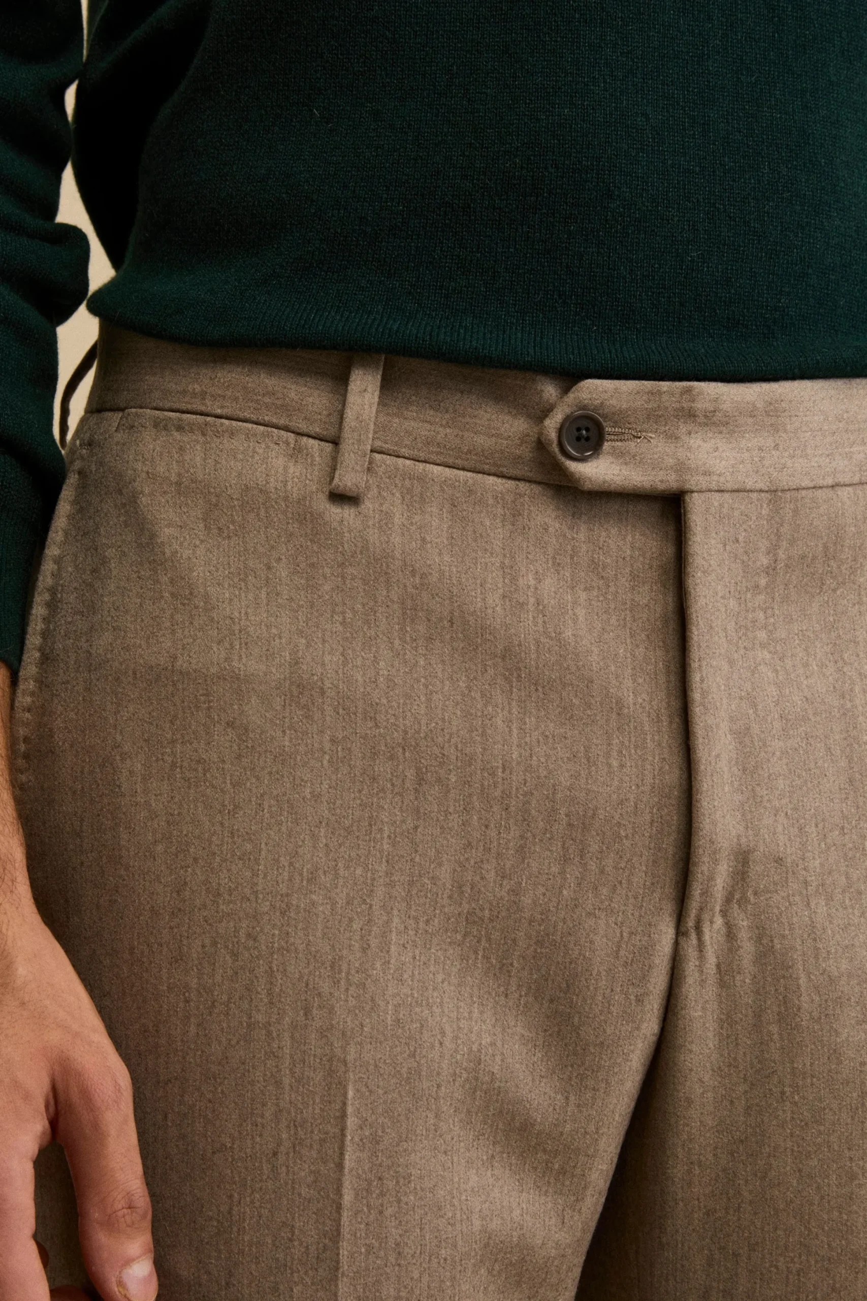 Pantalone Regular Fit in Lana e Cashmere - TORTORA