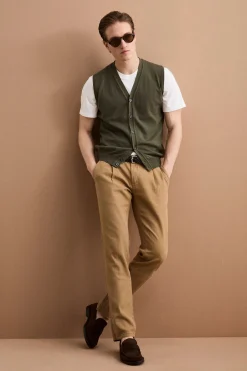 Pantalone Regular Fit in Misto Lino con Pinces - RUGGINE
