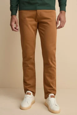 Pantalone Slim Fit Cinque Tasche in Denim - TABACCO