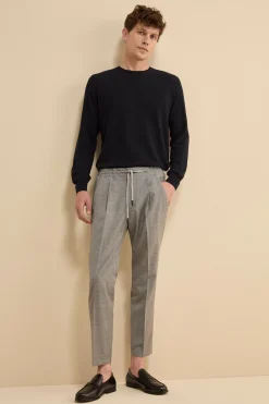 Pantalone Slim Fit con Coulisse in Misto Lana - GRIGIO CHIARO