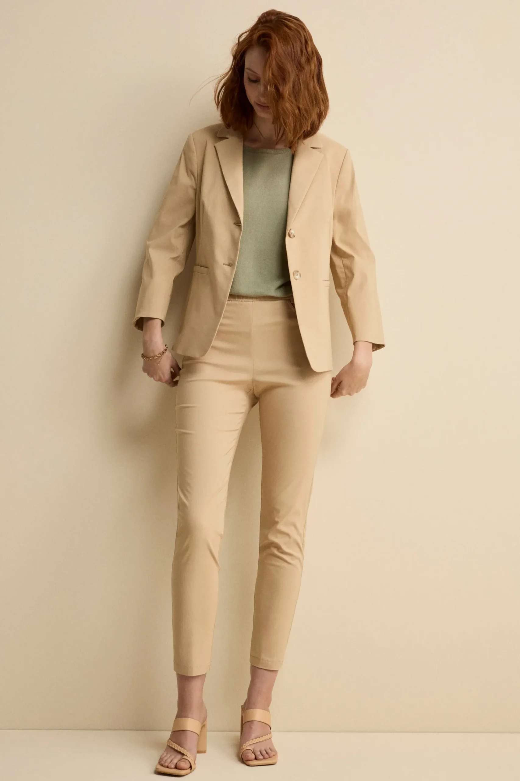 Pantalone Slim Fit in Bengalina - BEIGE