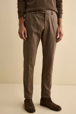 Pantalone Slim Fit in Cotone Armaturato - FANGO