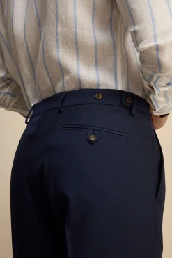 Pantalone Slim Fit in Misto Lana - BLU
