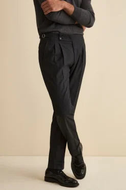 Pantalone Straight in Lana Vergine con Risvolto - ANTRACITE