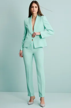 Pantalone Twill a Sigaretta con Spacchi - ACQUA