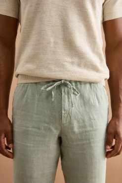 Pantalone Uomo in Lino con Coulisse ed Elastico - VERDE