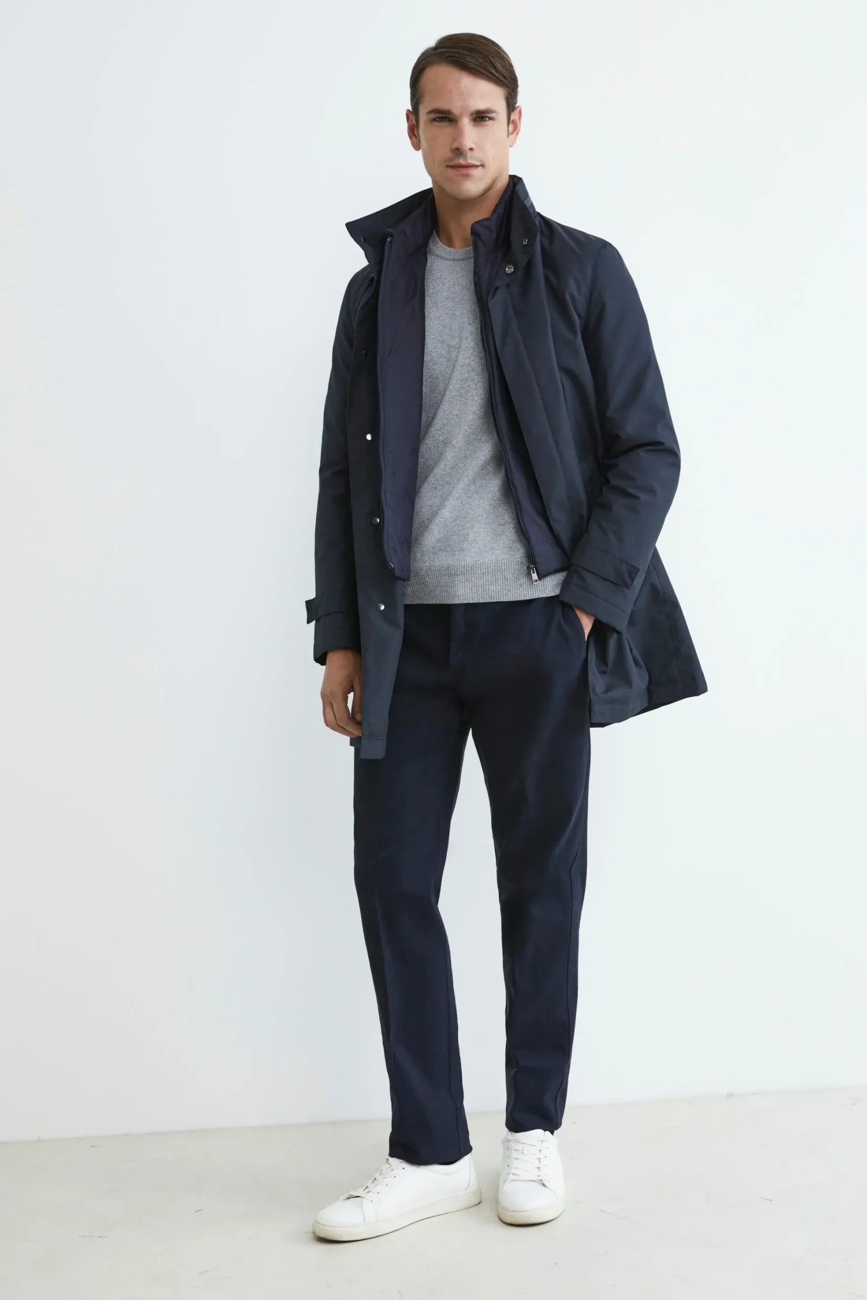 Pantaloni chino in gabardine - BLU NOTTE
