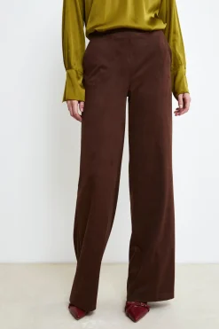 Pantaloni Daino a Palazzo - COGNAC