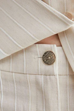 Pantaloni gessati in lurex - SABBIA