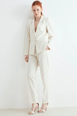 Pantaloni gessati in lurex - SABBIA