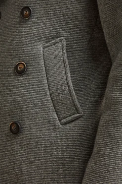 Peacoat Doppiopetto in Misto Lana con Pettorina - GRIGIO MELANGE