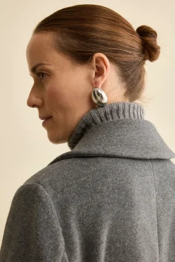 Peacoat Doppiopetto in Misto Lana con Martingala - GRIGIO