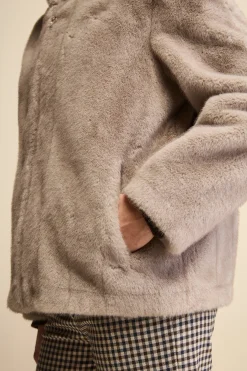 Pelliccia con Zip e Cappuccio - GRIGIO