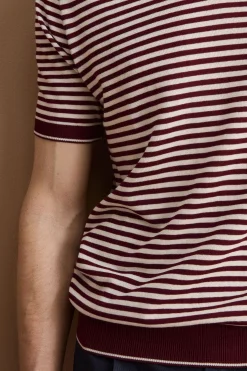Polo Derby a Righe in Cotone Dry - BORDEAUX/PANNA