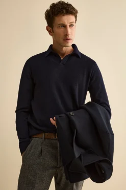Polo Derby in Lana Merino con Toppe - BLU
