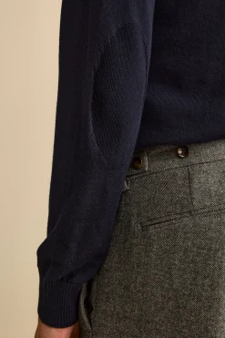 Polo Derby in Lana Merino con Toppe - BLU