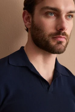Polo in Maglia di Cotone Crêpe - BLU