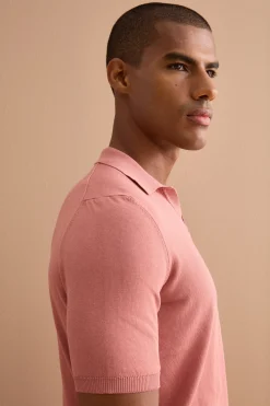 Polo in Maglia di Cotone Crêpe - ROSA ANTICO