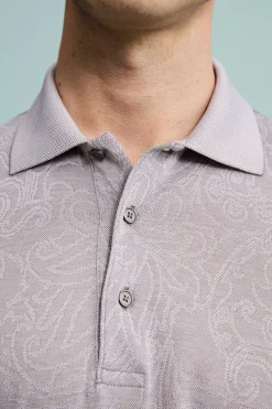 Polo Jacquard Damascata in Filo di Scozia - FANT. TORTORA