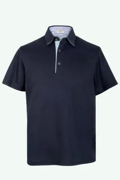 Polo Jersey Mezza Manica in Filo di Scozia - BLU NOTTE