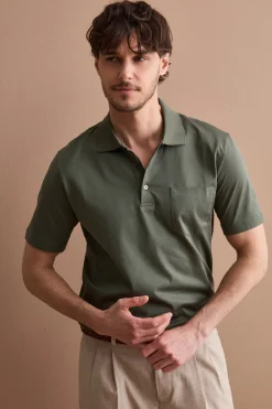 Polo Jersey Uomo in Filo di Scozia - VERDE MILITARE