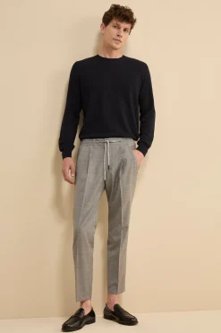 Pullover Girocollo Lavorato in Cotone - BLU