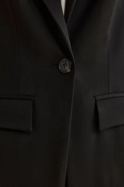 Tailleur Monopetto con Revers Classico in Lana Vergine - NERO