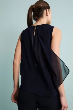 Top Elegante in Georgette con Pannelli - BLU