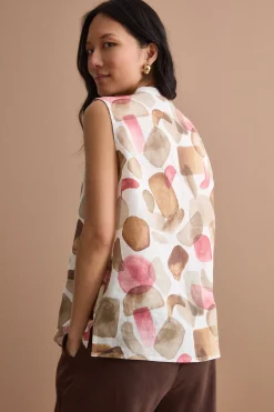 Top Fantasia Smanicato in Lino - FANT. MARRONE