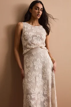 Top Smanicato in Tulle con Paillettes - ECRU