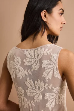 Top Smanicato in Tulle con Paillettes - ECRU