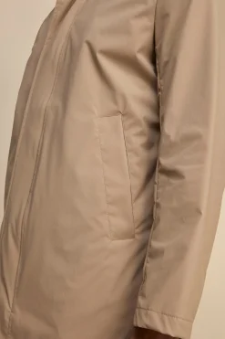 Trench Impermeabile con Zip e Bottoni - BEIGE