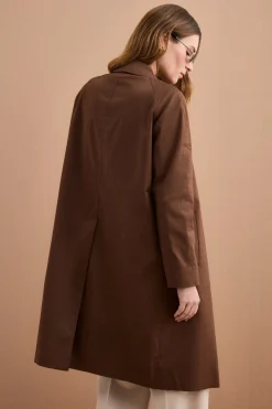 Trench Monopetto Foderato con Collo a Camicia - BRUCIATO