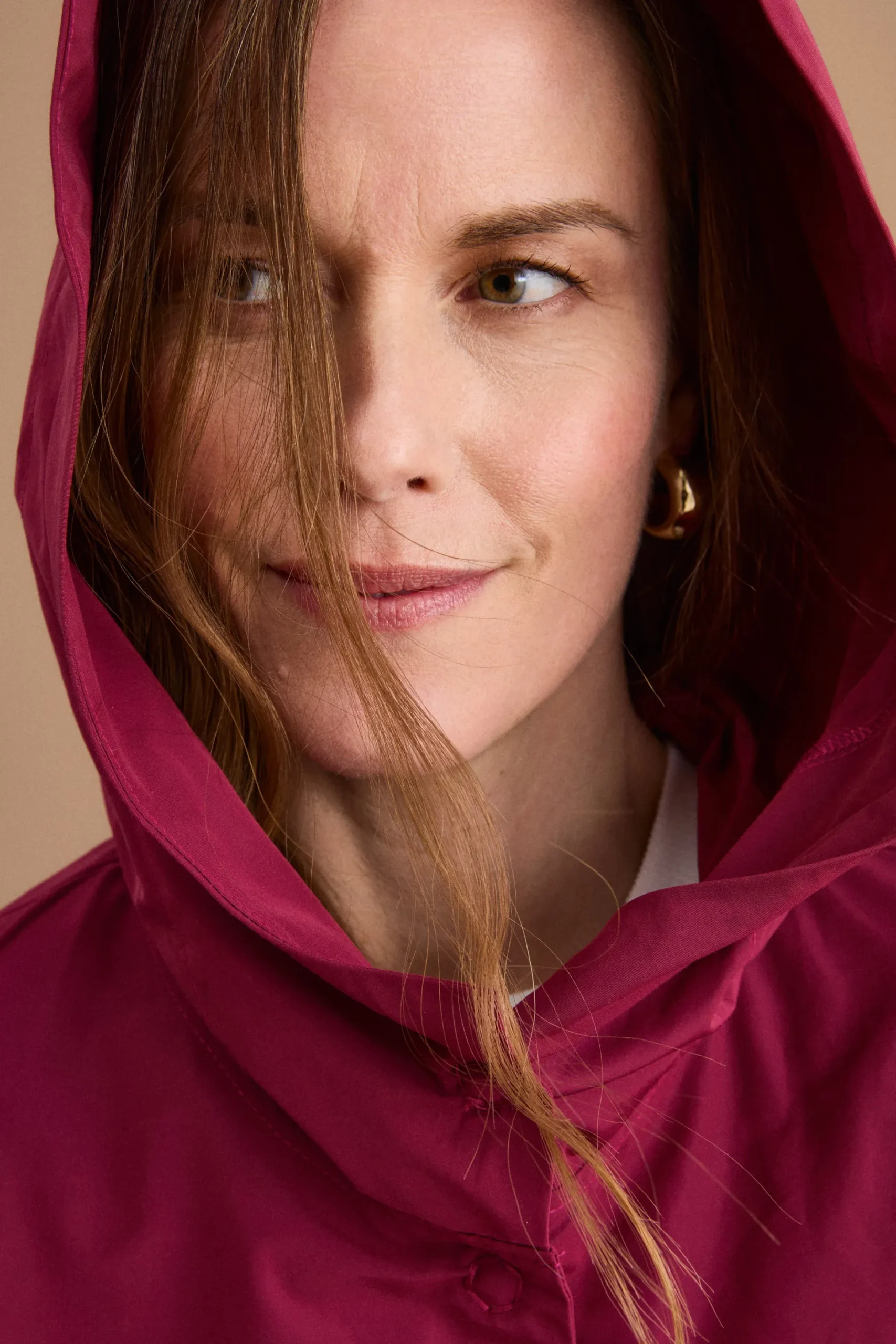 Trench Over con Cappuccio in Misto Cotone - BORDEAUX