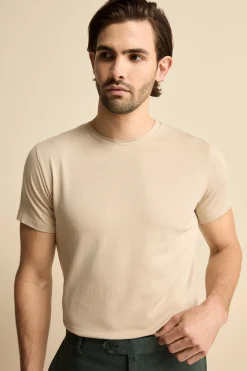 T-Shirt Girocollo in Jersey di Cotone - SABBIA