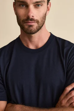 T-Shirt in Misto Cotone e Bambù - BLU