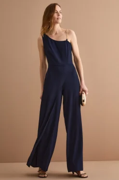 Tuta Elegante da Cerimonia in Cady con Strass - BLU